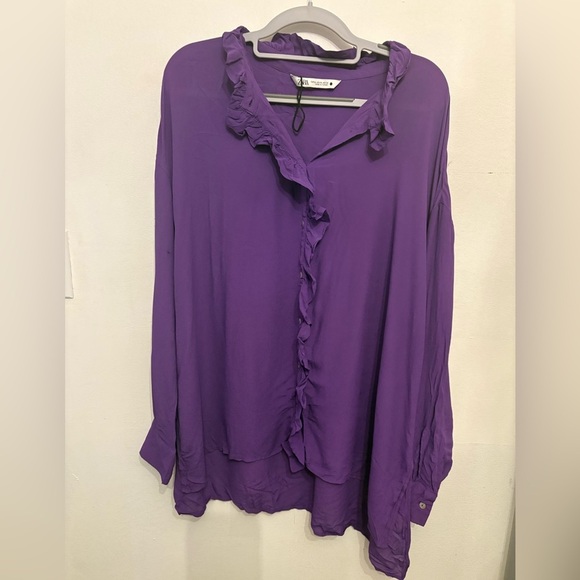 Zara Purple Ruffle Blouse - Picture 2 of 6